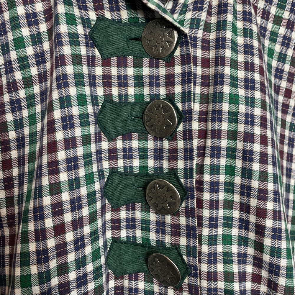 90s Plaid Shirt w Metal Buttons